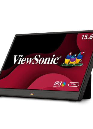 ViewSonic VA1655 15.6 Inch 1080p FHD IPS Portable Monitor with Built-in Stand, 60W USB C, Mini HDMI, Protective Case and Speakers for PC, Mac, Gaming Consoles, Phones