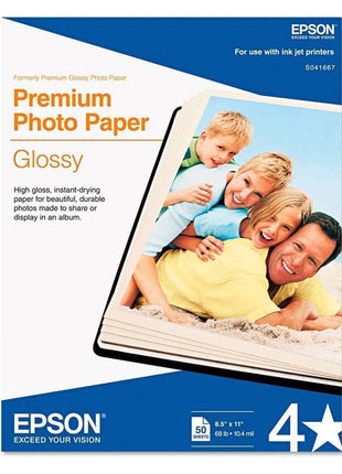 Epson Premium Photo Paper Glossy, 50 sheets, 8.5 X 11, (S041667)