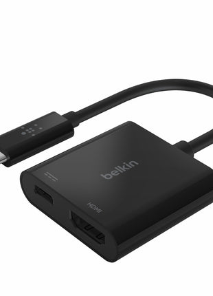 Belkin USB C to HDMI Adapter + USBC Charging Port to Charge While You Display, Supports 4K UHD Video, Passthrough Power up to 60W for Connected Devices, Compatible with MacBook, iPad, Windows