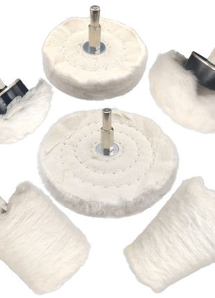Tworider 6 pcs Buffing Wheel for Drill,Buffing Pad Polishing Wheel Kits,Wheel Shaped Polishing Tool for Metal Aluminum,Stainless Steel,Chrome,Jewelry,Wood,Plastic,Ceramic,Glass,etc