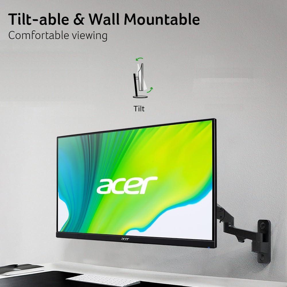 acer KB242Y G0bi 23.8 IPS Full HD (1920 x 1080) Zero-Frame Gaming Office Monitor | Adaptive-Sync Support (FreeSync Compatible) | Up to 120Hz Refresh | 1ms (VRB) | sRGB 99% | Tilt | HDMI & VGA Ports