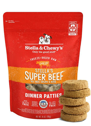 Stella & Chewy's Freeze-Dried Raw Dinner Patties - Beef Recipe - High Protein Grain-Free Puppy & Dog Food - Perfect For Picky Eaters - 25 oz