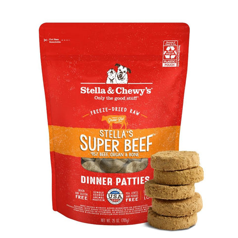 Stella & Chewy's Freeze-Dried Raw Dinner Patties - Beef Recipe - High Protein Grain-Free Puppy & Dog Food - Perfect For Picky Eaters - 25 oz