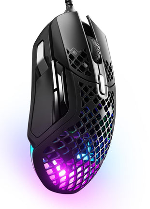 SteelSeries Aerox 5 - Holey RGB Gaming Mouse - Ultra-lightweight Water Resistant Design - 18K DPI TrueMove Air Optical Sensor | TrueMove Air sensor with 9 buttons and 66g weight for precision, speed and durability
