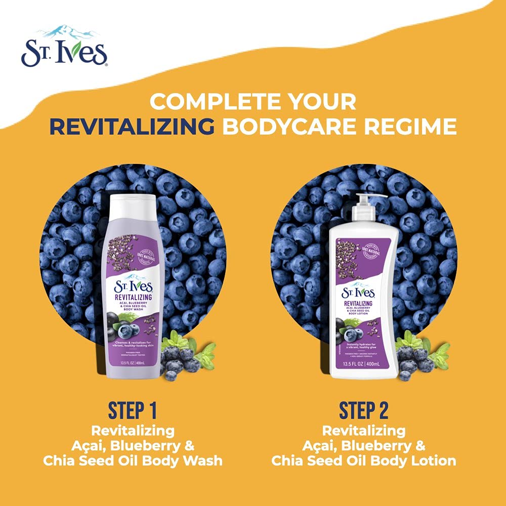 St. Ives Revitalizing ACAI, Blueberry & Chia Seed Oil Body Lotion (621ml)