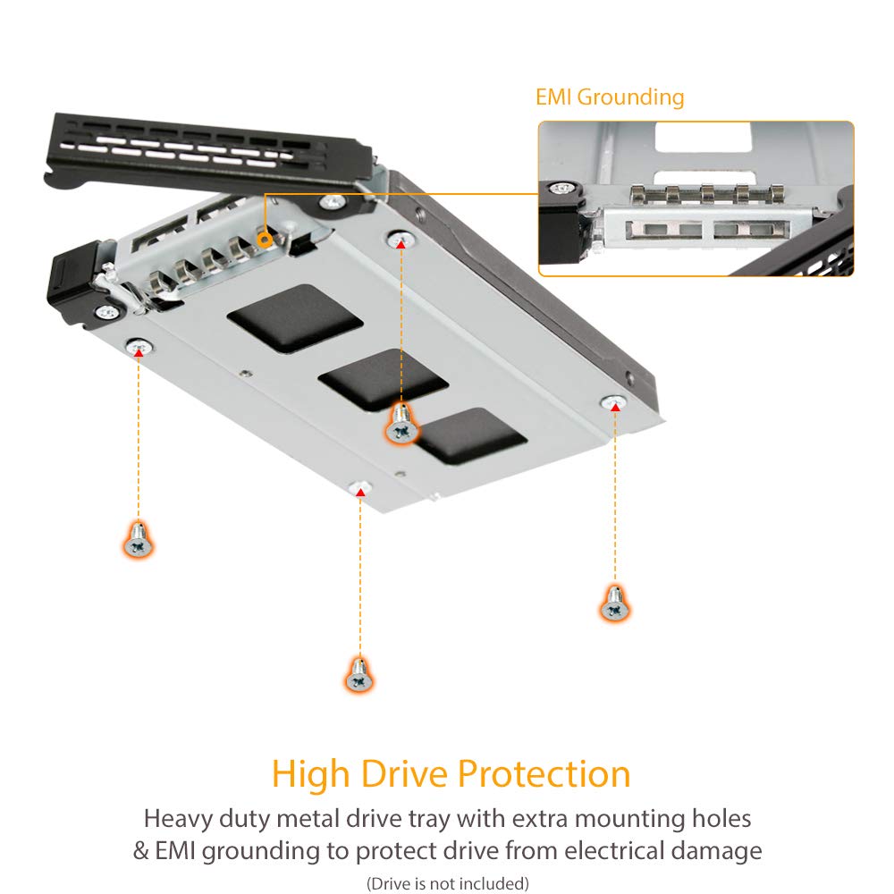 ICY DOCK 2.5” SATA/SAS HDD/SSD Rugged Full Metal Mobile Rack for Slim ODD or Slim FDD Bay | ToughArmor MB411SPO-B