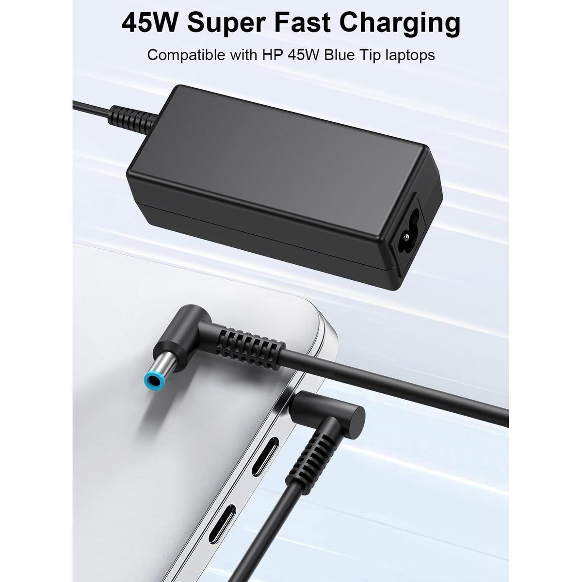 45W Charger Compatible with HP Laptop Charger, Blue Tip, Pavilion x360 11 13 15, Zbook 14u G4 G5 15u 15 G3, Notebook 15, Stream 13 11 14 AC Adapter with Power Cord