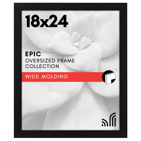 Americanflat 18x24 Poster Frame with Polished Plexiglass   Black Picture Frame   Wide Photo Frames Made of Engineered Wood for Vertical or Horizontal Wall Display   Epic Collection   Black
