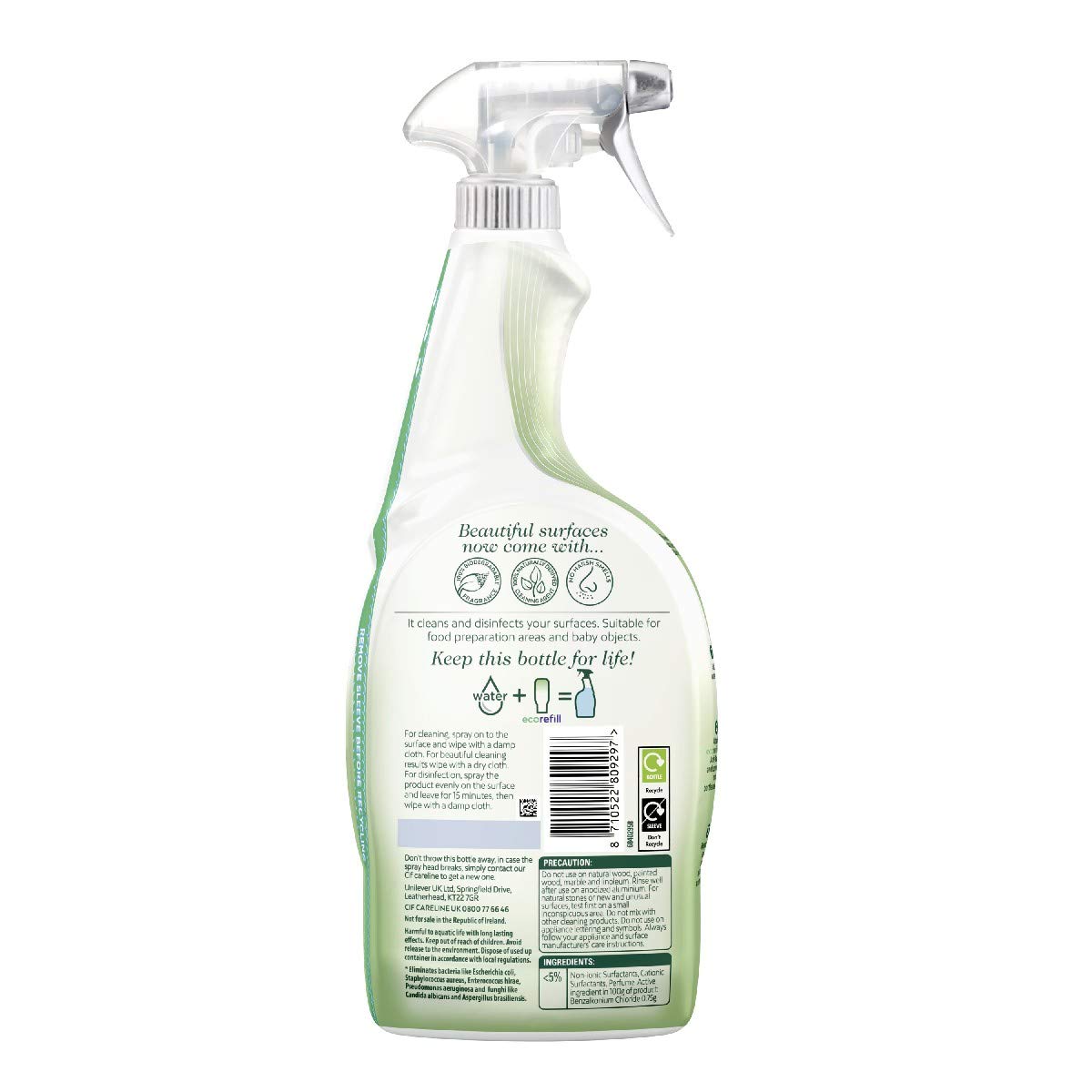 CIF Power & Shine Antibacterial MultiPurpose Cleaner Spray for Kitchen & Bathroom Surfaces, Kills 99.99% Germs, Suitable for Chimney, Gas Stove, Tiles & Sink, 700ml