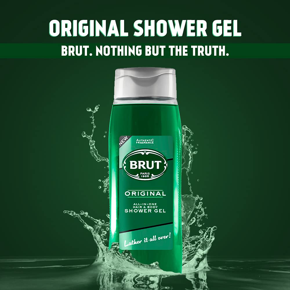 Brut Original ALL-IN-ONE Shower gel for Hair & Body | Body Wash for Men| Authentic Fragrance 500ml