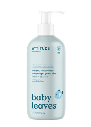 ATTITUDE 2-in-1 Shampoo and Body Wash for Baby, EWG Verified, Dermatologically Tested, Vegan, Good Night, 16 Fl Oz
