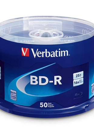 Verbatim BD-R 25GB 16X Blu-ray Recordable Media Disc - 50 Pack Spindle - 98397