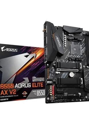 GIGABYTE B550 AORUS Elite AX V2 AMD AM4 ATX Motherboard, Supports Ryzen 5000/4000/3000 Processors, DDR4, 12+2 Power Phase, 2X M.2, PCIe 4.0, Front USB-C, WIFI6, 2.5 GbE LAN, Q-Flash Plus, RGB Fusion