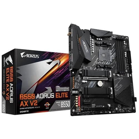 GIGABYTE B550 AORUS Elite AX V2 AMD AM4 ATX Motherboard, Supports Ryzen 5000/4000/3000 Processors, DDR4, 12+2 Power Phase, 2X M.2, PCIe 4.0, Front USB-C, WIFI6, 2.5 GbE LAN, Q-Flash Plus, RGB Fusion