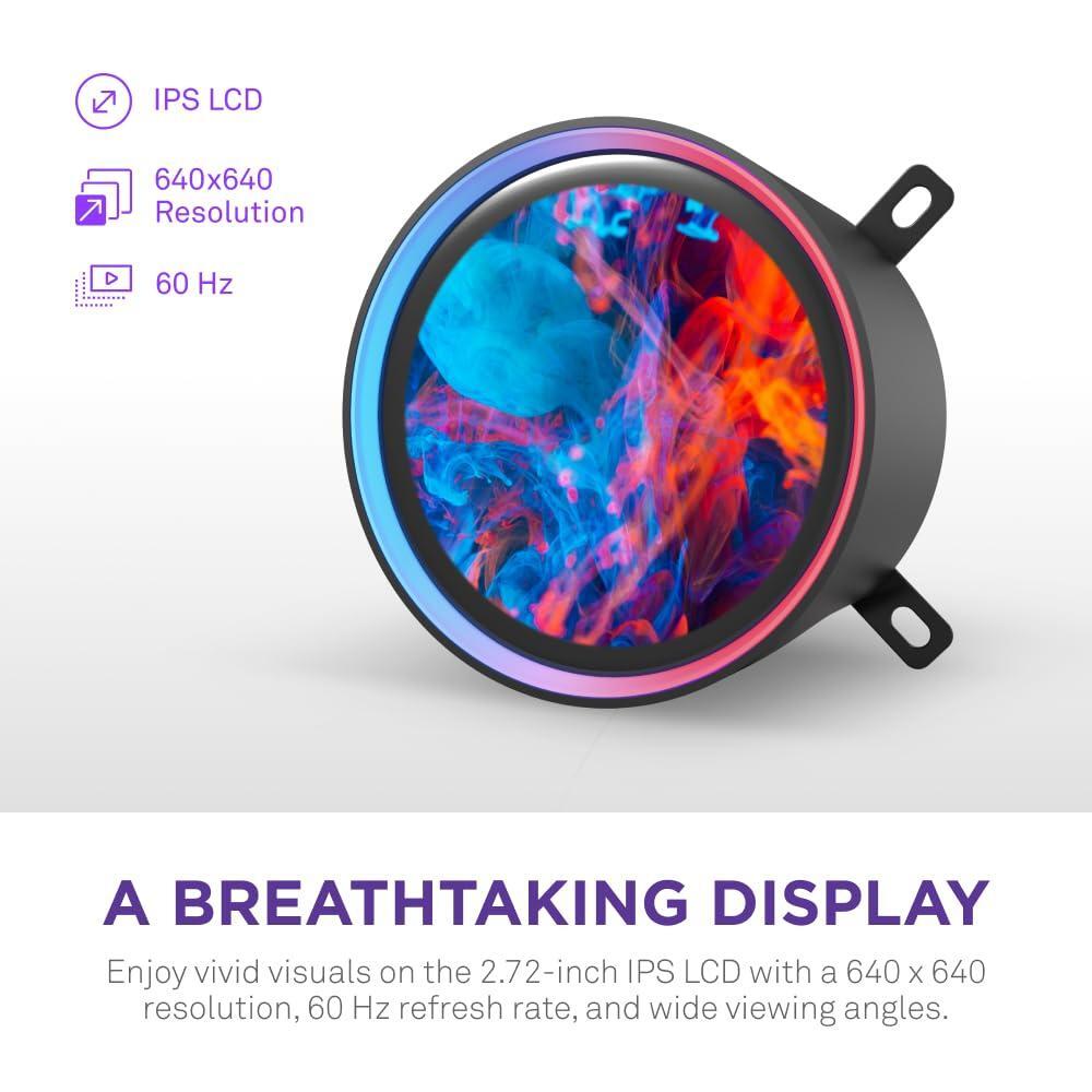 NZXT Kraken Elite 240 2024 - AIO CPU Liquid Cooler - 240mm Radiator - 2 x F120P Fans - Customizable 2.72" IPS LCD - NZXT Turbine Pump - AMD® AM5, AM4 - Intel® LGA 1851/1700, 1200/115X - Black