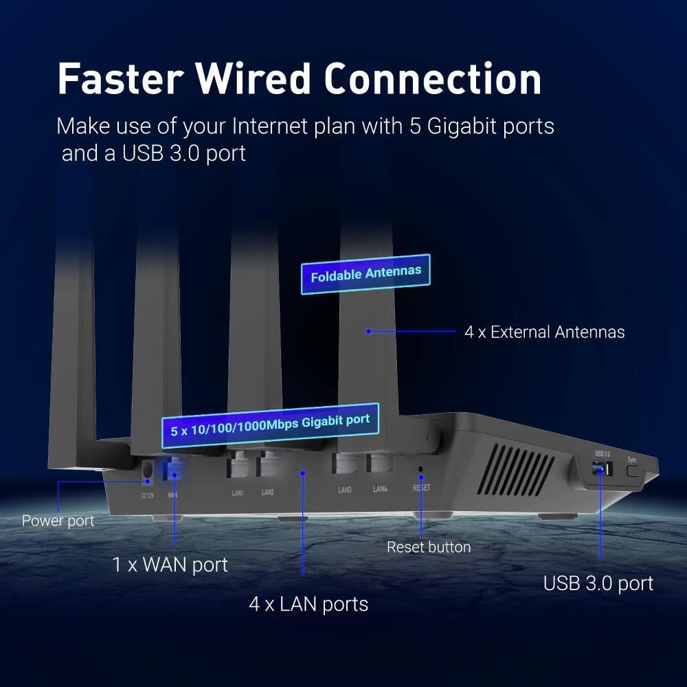 GL.iNet GL-AX1800(Flint) WiFi 6 Router -Dual Band Gigabit Wireless Internet Router | 5 x 1G Ethernet Ports | Up to 120 Devices | OpenVpn&WireGuard