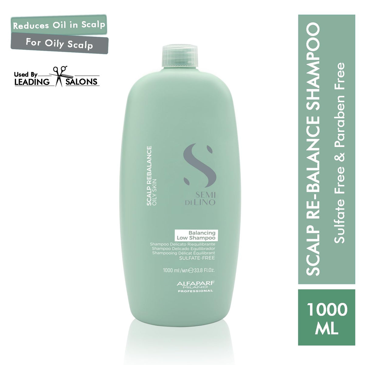 Alfaparf Milano professional Scalp Rebalance Purifying Low Shampoo that purifies the scalp - Anti dandruff shampoo for both dry and oily scalp Sulfate, Paraben and Paraffin Free (1000ml)