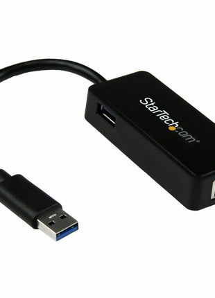 StarTech.com USB 3.0 Ethernet Adapter - USB 3.0 Network Adapter NIC with USB Port - USB to RJ45 - USB Passthrough (USB31000SPTB), Black, 0.7 inch x 1.4 inch x 5 inch x 5 inch