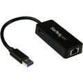 StarTech.com USB 3.0 Ethernet Adapter - USB 3.0 Network Adapter NIC with USB Port - USB to RJ45 - USB Passthrough (USB31000SPTB), Black, 0.7