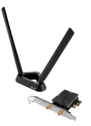 ASUS PCE-BE92BT WiFi 7 PCI-E Adapter with 2 External Antennas. Supporting 6GHz Band, 320MHz, Bluetooth 5.4, WPA3 Network Security, OFDMA and MU-MIMO, only Compatible with Intel motherboards