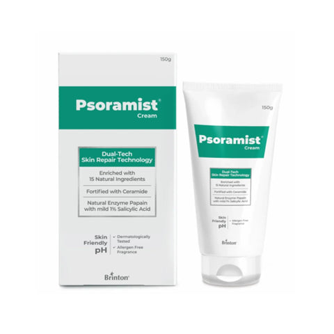 Brinton Psoramist Moisturizing Cream for Psoriasis | Natural Enzyme Papain with 1% Salicylic Acid |150g
