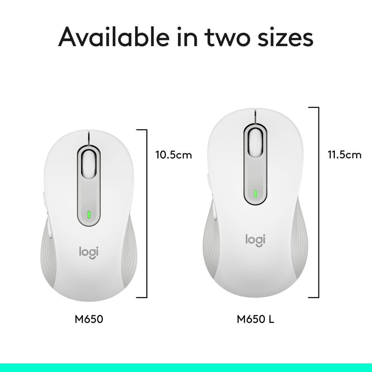 Logitech Wireless Mouse Signature M650 - Small to Medium Sized Hands, Right Handed, 2-Year Battery, Silent Clicks, Customizable Buttons, Bluetooth, PC/Mac/Chromebook - Off White