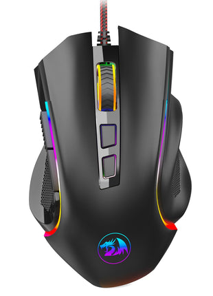 Redragon M602 Gaming Mouse, Ergonomic RGB Gaming Mouse Wired with 7200 Adjustable DPI, 9 Programmable Buttons, Professional Software for Gamer Office [Black]
