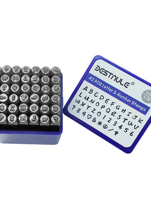 BESTNULE 42PCS Metal Stamping Kit, Number and Letter Stamp Set (A-Z, 0-9 and&,Love Symbol), Industrial Grade Hardened Carbon Steel, Perfect for Imprinting Metal, Wood,Leather (1/8 inch, 3MM)