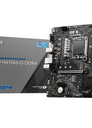 MSI PRO H610M-G DDR4 Motherboard (12th/13th/14th Gen Intel Core, LGA 1700 Socket, DDR4, PCIe 4, SATA 6Gb/s, 1Gbps LAN, M.2 Slots, USB 3.2, mATX)