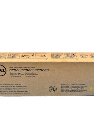 Dell Yellow Toner Cartridge KGGK4, Laser, 5000 Pages, C3760dn, Genuine | OEM, Printer Supply, 1 Pack, Clear Images and Crisp Text, High Yield, C3765dnf Compatible