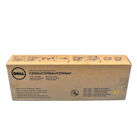 Dell Yellow Toner Cartridge KGGK4, Laser, 5000 Pages, C3760dn, Genuine | OEM, Printer Supply, 1 Pack, Clear Images and Crisp Text, High Yield, C3765dnf Compatible