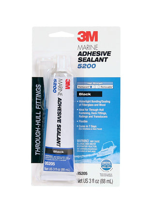 3M Marine Adhesive Sealant 5200 - Permanent Bonding and Sealing for Boats and Marine Applications - Black - 3 Ounces