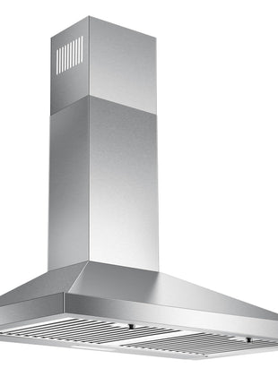 24 Inch Range Hood, Wall Mount Vent Hood in Stainless Steel with Ducted/Ductless Convertible Duct, 3 Speed Exhaust Fan, Energy Saving LED Light, Push Button Control, 2 Pcs Baffle Filters