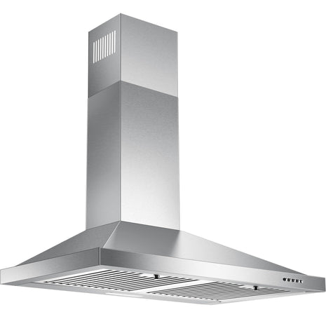 24 Inch Range Hood, Wall Mount Vent Hood in Stainless Steel with Ducted/Ductless Convertible Duct, 3 Speed Exhaust Fan, Energy Saving LED Light, Push Button Control, 2 Pcs Baffle Filters