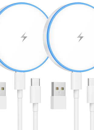 MagSafe Charger 2 Pack 15W Magnetic Wireless Charger Fast Charging Pad Compatible with iPhone 16/15/14/13/12 Series & AirPods 3/2/Pro Magnetic MagSafe Charging Pad with Dual Ports