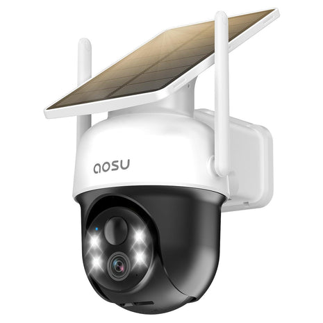 aosu Solar Camera Outdoor Wireless for Home Surveillance,Fixed Solar Panel | Easy to Set up,360° Full Coverage,Auto Person Tracking,2K Clarity&Full-Color Night Vision,Two-Way Talk,2.4GHz WiFi only