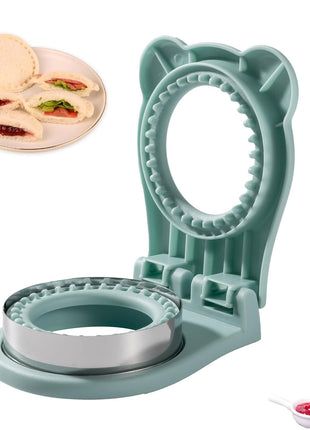 CHICHAUS Uncrustable Sandwich Maker, Sandwich Pocket Circle Shape Cutter & Sealer for Kids Breakfast and Lunchboxes, Light Blue, 3.7Inch
