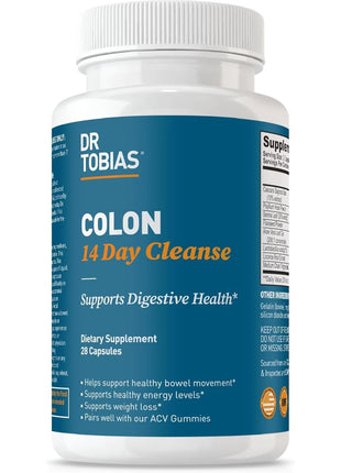 Dr. Tobias Colon 14 Day Cleanse, Advanced Gut Cleanse Detox for Women & Men with Cascara Sagrada, Psyllium Husk, Senna Leaf & Probiotics, Non GMO Colon Cleanse, 28 Capsules 1 2 Daily