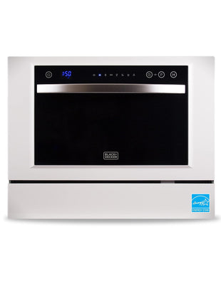 BLACK+DECKER Countertop Dishwasher, Energy Star Certified, BCD6W, White | Counter Dish Washer with 7 Wash Programs, 6-Place Setting Capacity, 24-Hour Delayed Start