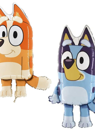 Toyland® Pack Of 2-32 Inch Bluey Foil Balloons - 1 x Bluey & 1 x Bingo Shaped Character Foil Balloons