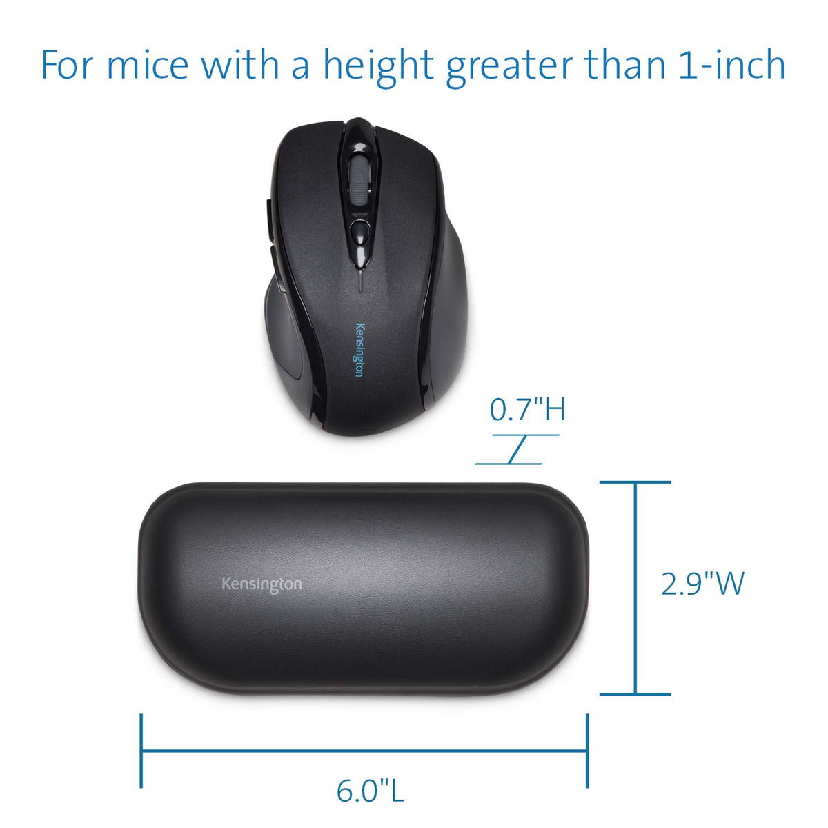 Kensington ErgoSoft Wrist Rest for Standard Mouse, Black (K52802WW), 2.9 x 0.7 x 6 inches