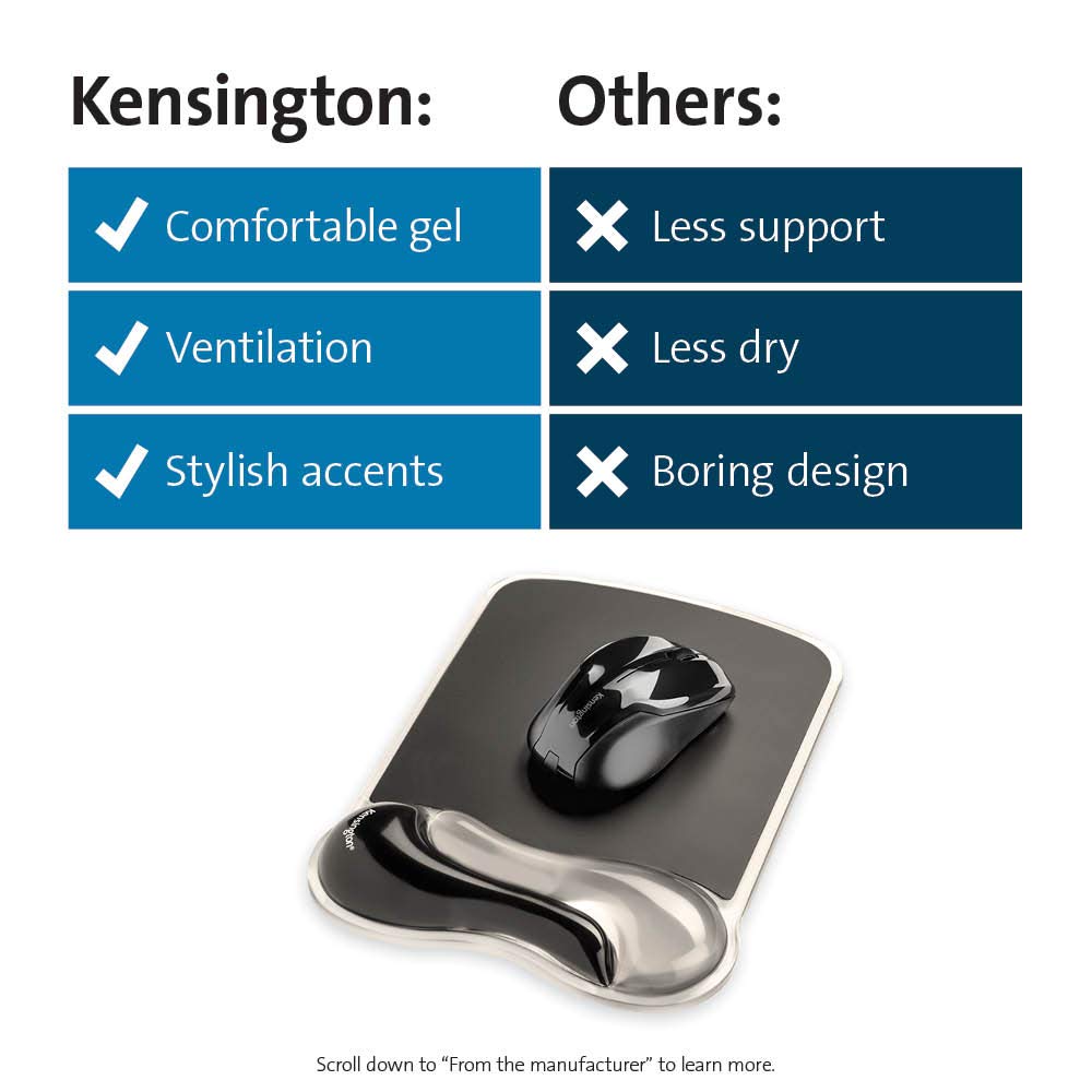 Kensington Duo Gel Mouse Pad with Wrist Rest - Gray (K62399US), Grey