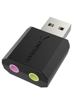 SABRENT USB External Stereo Sound Card Adapter, Plug & Play (AU-MMSA) | USB audio adapter; no drivers needed; for Windows & Mac; 3.5mm headphone & mic jacks; usb to 3.5mm jack audio adapter
