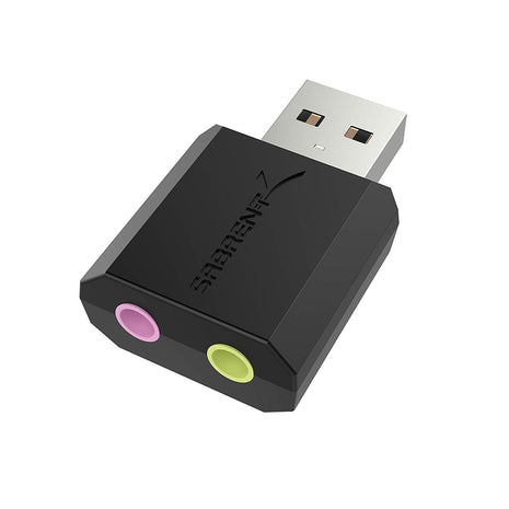 SABRENT USB External Stereo Sound Card Adapter, Plug & Play (AU-MMSA) | USB audio adapter; no drivers needed; for Windows & Mac; 3.5mm headphone & mic jacks; usb to 3.5mm jack audio adapter