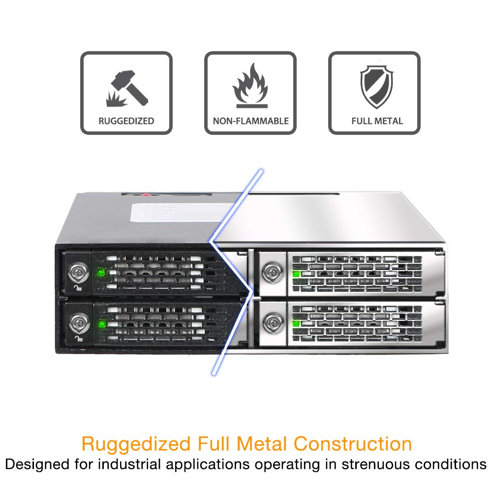 ICY DOCK 4 Bay 2.5in SAS/SATA HDD/SSD Mobile Rack Enclosure for 5.25" Bay (with Keylock) | ToughArmor MB994SK-1B