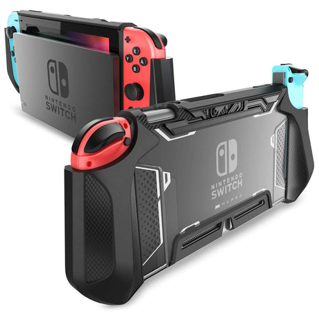 Mumba Dockable Case Compatible for Nintendo Switch (2017 Release), [Blade Series] TPU Grip Protective Cover Case with Ergonomic Design and Comfort Grip,Original Switch Case Accessories (Black)