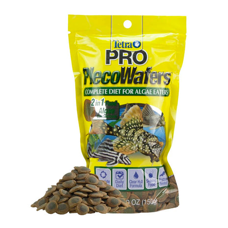 Tetra PRO PlecoWafers 5.29 Ounces, Nutritionally Balanced Vegetarian Fish Food for Bottom Feeders, Concentrated Algae Center