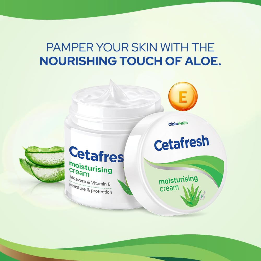 Cetafresh Moisturising Cream with Aloevera and Vitamin E | For Face, Hands & Body | Non-Greasy, Light Formula | 100 g (Pack of 3)