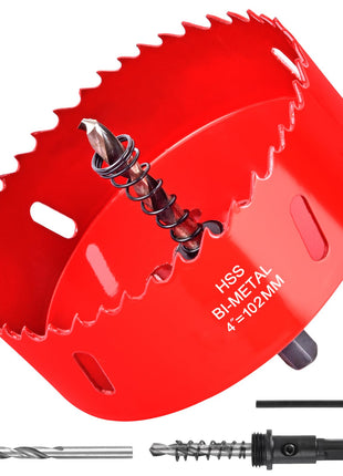 4 Inch / 102mm Hole Saw for Wood, Plastic Board, Ceiling,Drywall, and Metal Sheet - HSS Bi-Metal Hole Cutter with Pilot Drill Bit