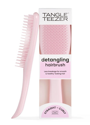 Tangle Teezer Ultimate Detangler Brush, Straight to Wavy, Millennial Pink | Patented two-tier, regular-flex teeth reduce breakage & split ends on wet or dry hair; Shower-friendly hairbrush for all ages